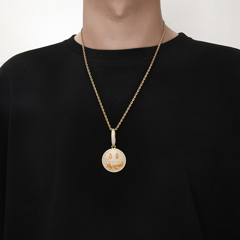 ICERIME smiley hipster full zircon pendant
