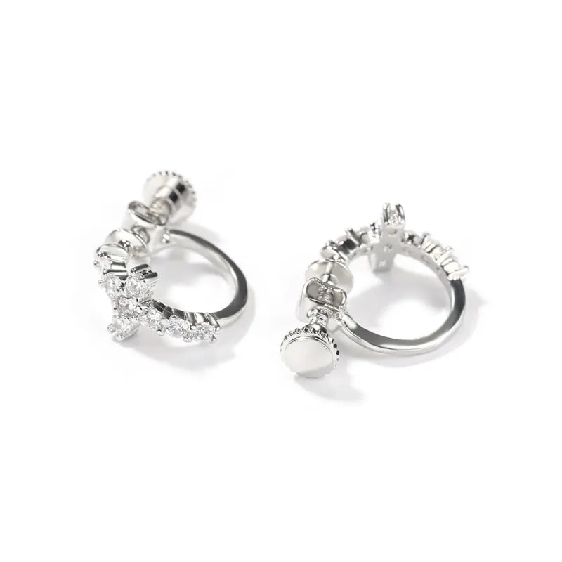 ICERIME Black Spiral Buckle Cross Earrings