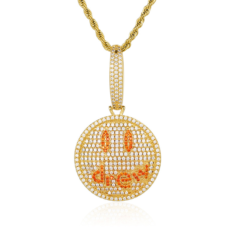 ICERIME smiley hipster full zircon pendant