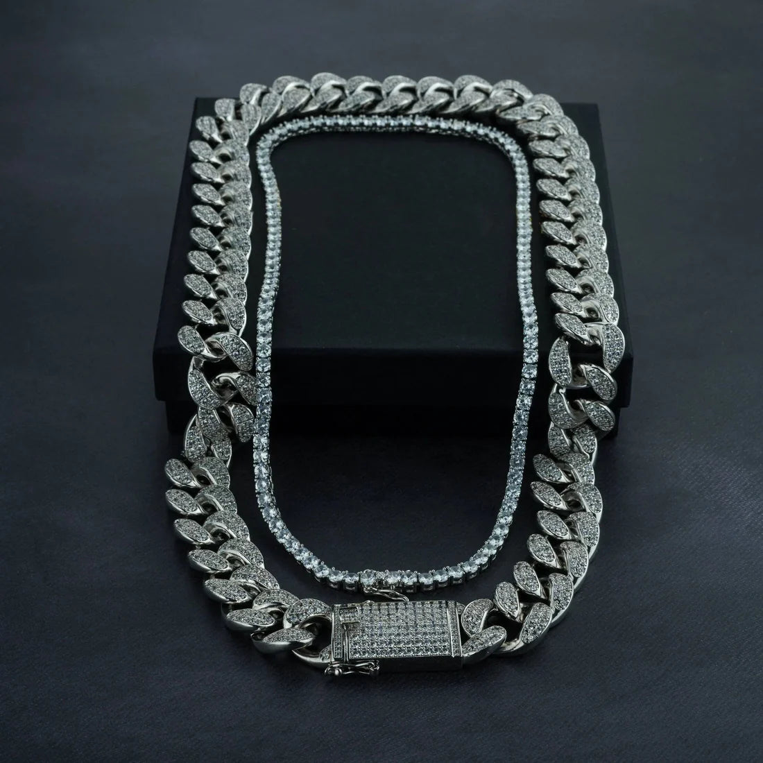 KINDLESA  20mm Cuban Chain & 5mm Tennis Chain Bundle (no reviews yet)