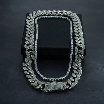 KINDLESA  20mm Cuban Chain & 5mm Tennis Chain Bundle (no reviews yet)