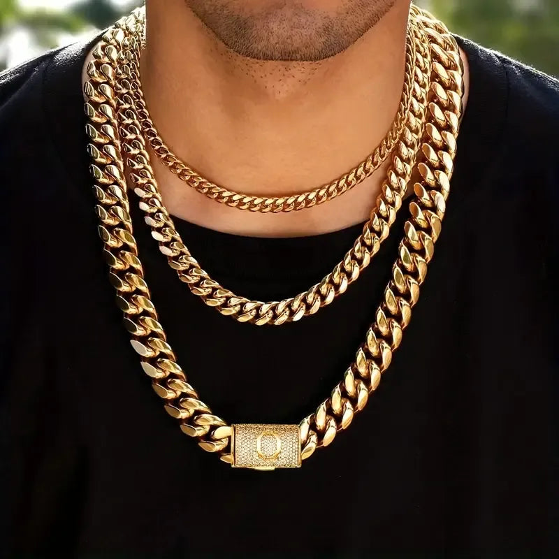 14mm 26 English letters black Cuban chain