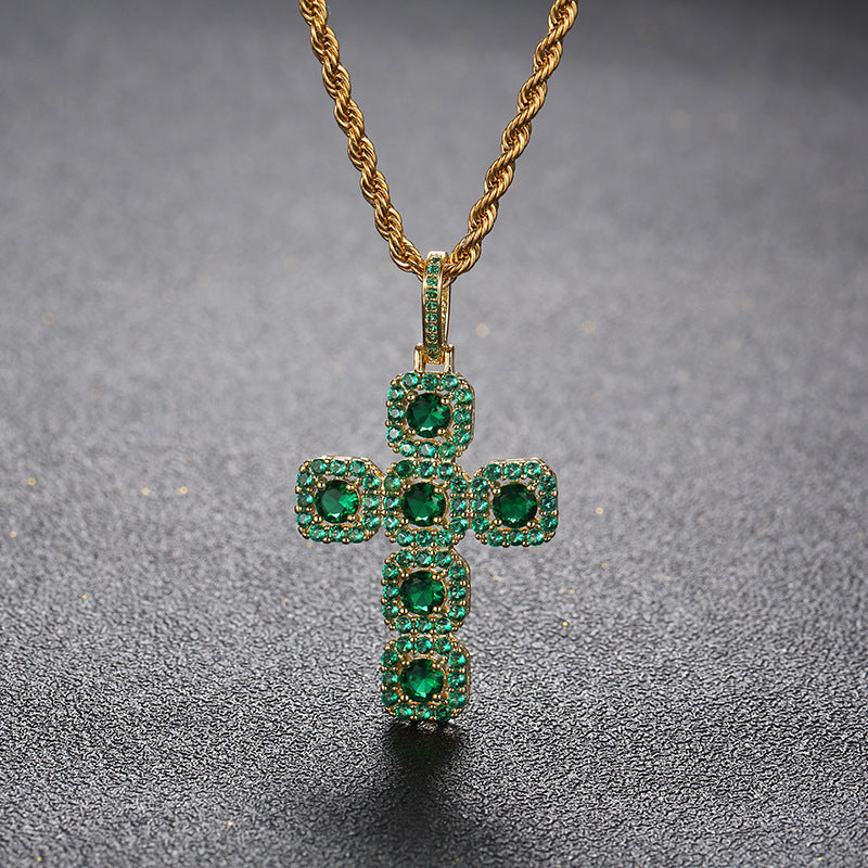 ICERIME cross inlaid zircon pendant