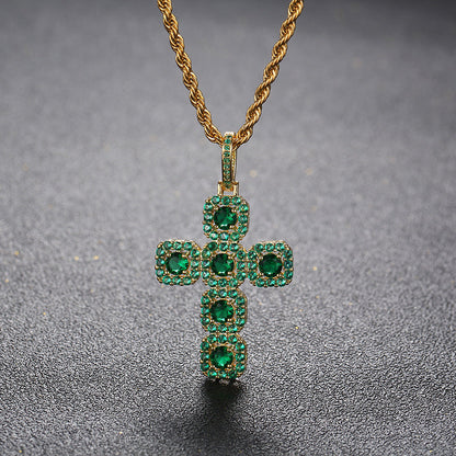 ICERIME cross inlaid zircon pendant