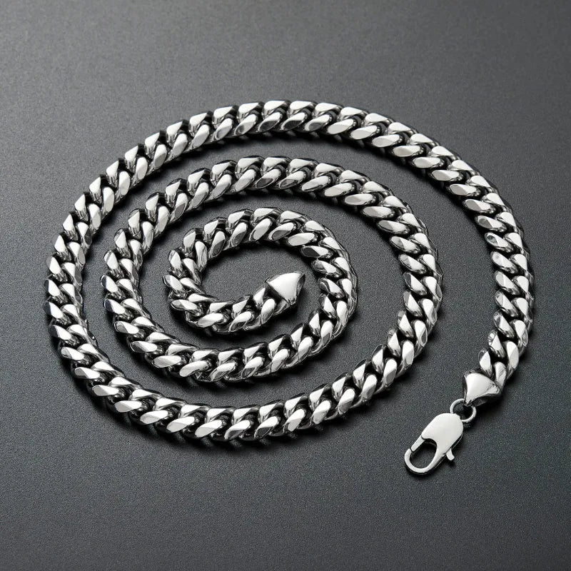 6/8/10/12mm wide men's titanium steel necklace stainless steel Cuban chain