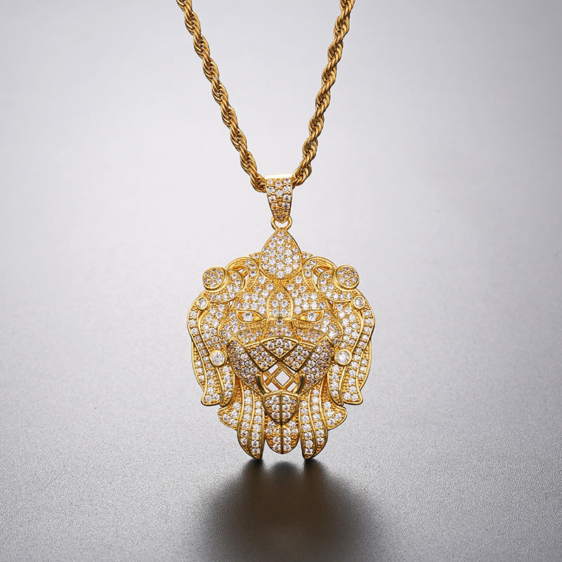 ICERIME lion head pendant necklace