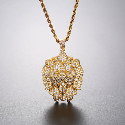 ICERIME lion head pendant necklace