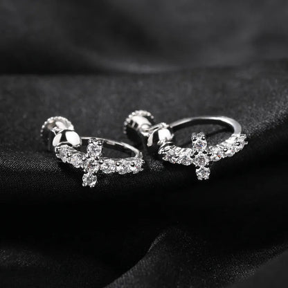 Black Spiral Buckle Cross Earrings