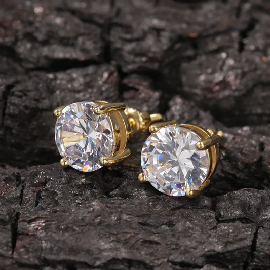 Zircon Hip Hop 925 Silver Stud Earrings