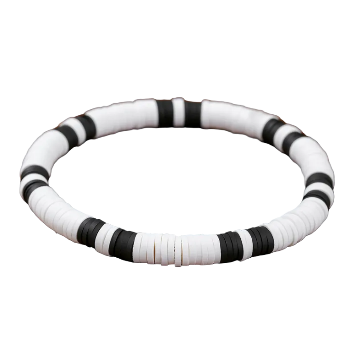 ICERIME Minimalist Black and White Sliced ​​Beaded Elastic Bracelet