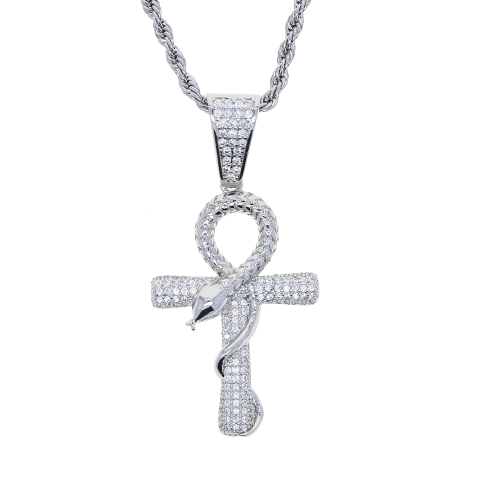 ICERIME Snake Cross Zircon Pendant
