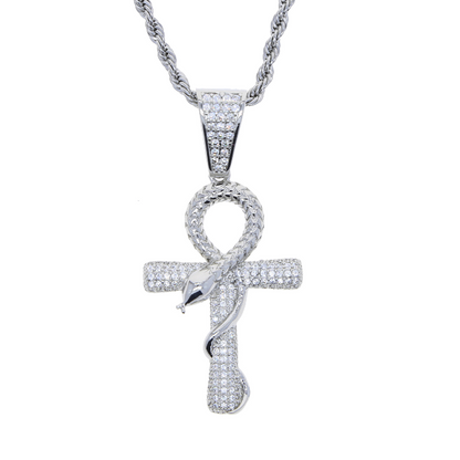 ICERIME Snake Cross Zircon Pendant