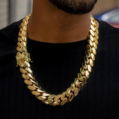 "12mm Cuban chain and bracelet set, 18K Gold"