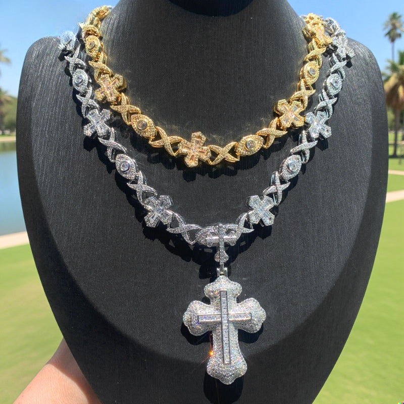 ICERIME eye zircon cross pendant.