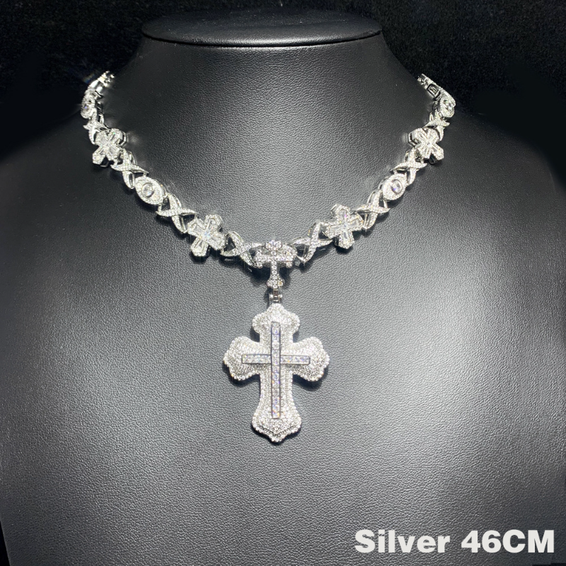 ICERIME eye zircon cross pendant.