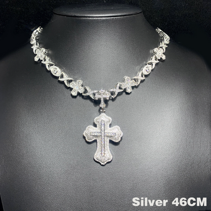 ICERIME eye zircon cross pendant.