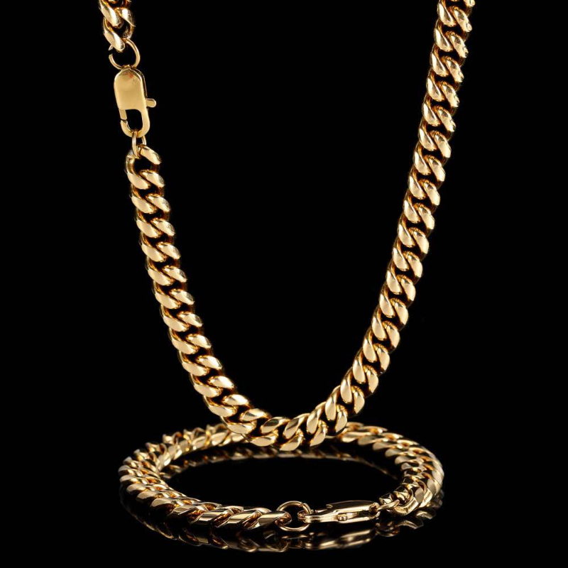 ICERIME  9mm Cuban Necklace/Bracelet Set