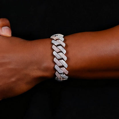 ICERIME two-color full diamond zircon Cuban bracelet
