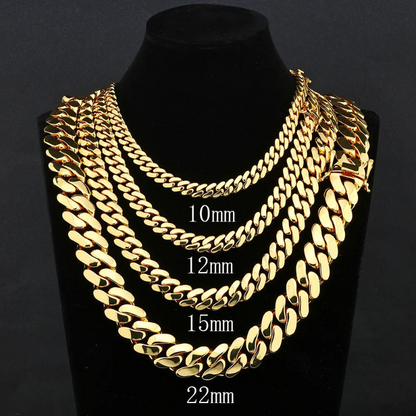 "ICERIME 10-22mm Cuban chain and bracelet set, 18K Gold"