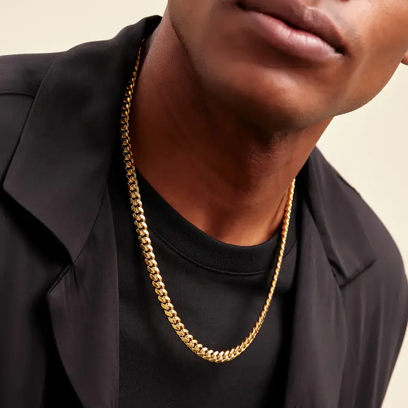ICERIME 6mm 18K plated stainless steel chain
