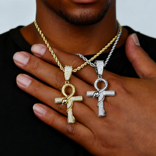 ICERIME Snake Cross Zircon Pendant