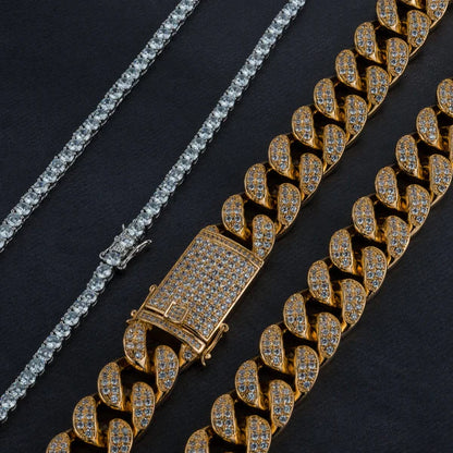 KINDLESA  20mm Cuban Chain & 5mm Tennis Chain Bundle (no reviews yet)