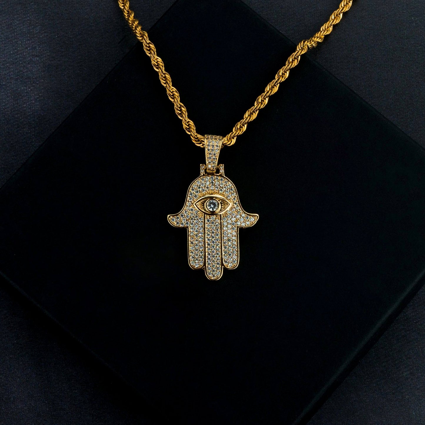 Iced Hamsa Pendant
