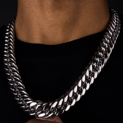 22mm Cuban Chain Adjustable White Gold