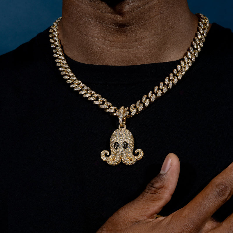 Iced Octopus Pendant w/ a Free Rope Chain