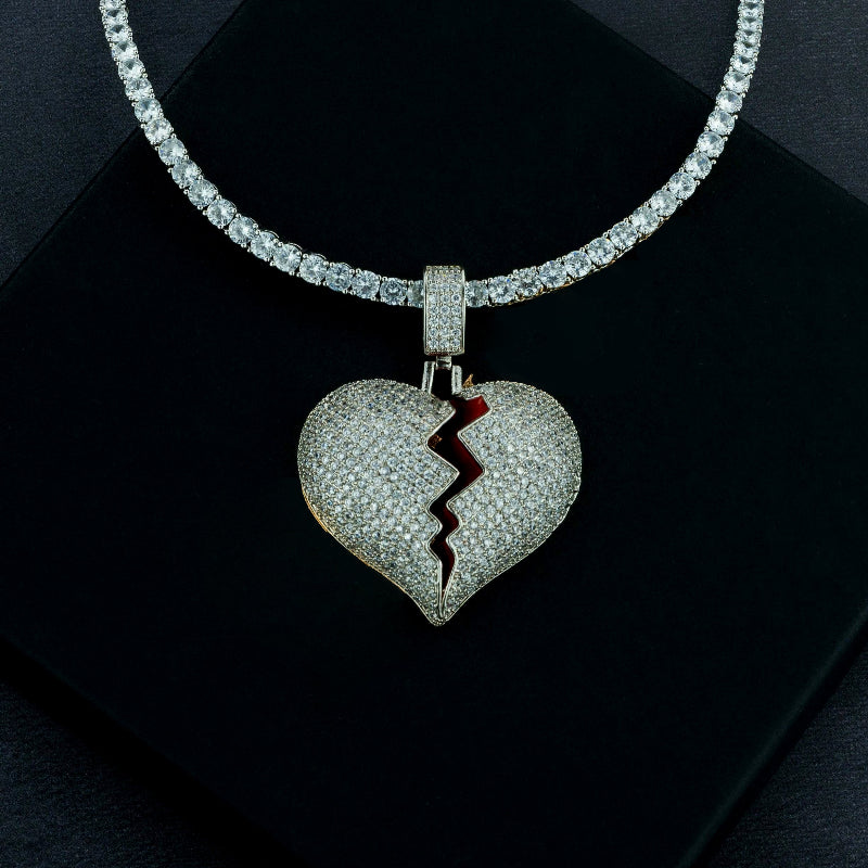Frozen Heart Pendant w/ 4mm Tennis Chain