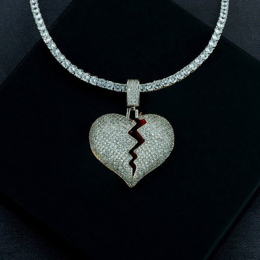 Frozen Heart Pendant w/ 4mm Tennis Chain