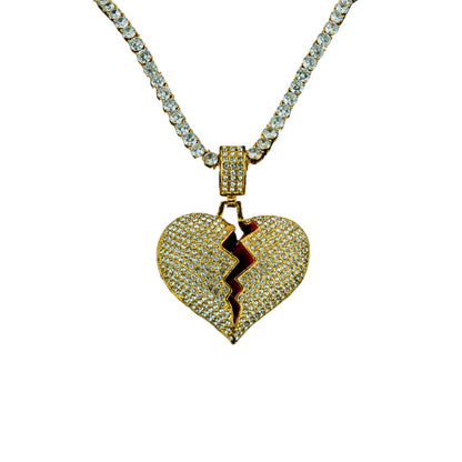 Frozen Heart Pendant w/ 4mm Tennis Chain