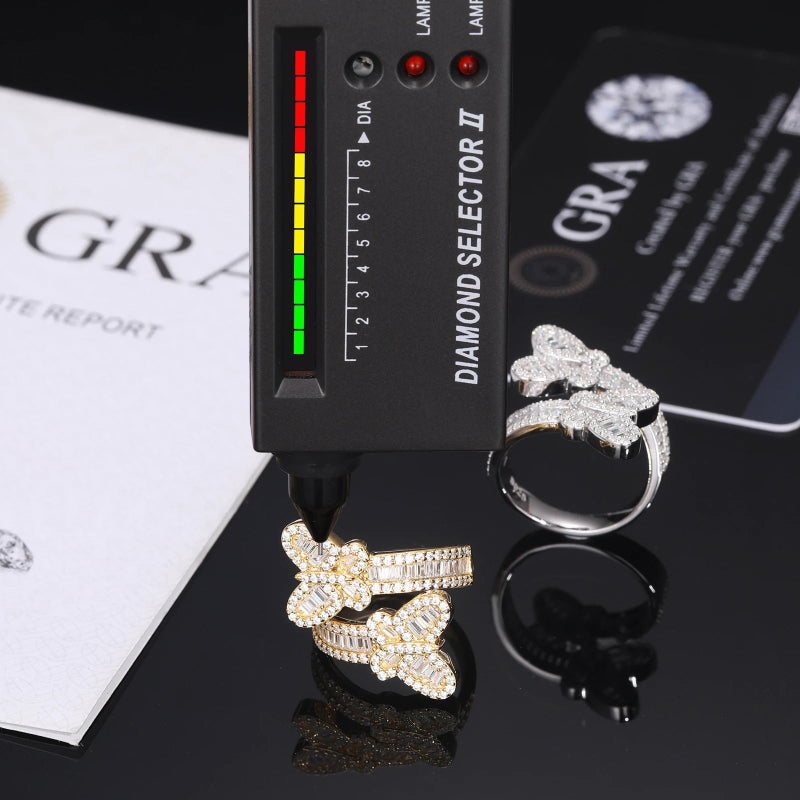 ICERIME VVS Rectangular Moissanite Butterfly Ring