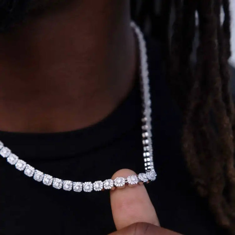 6mm 925 sterling silver ice crystal tennis chain