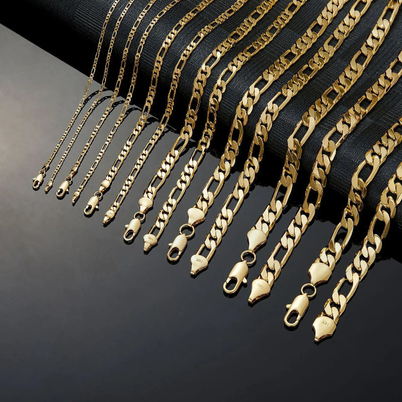 2-10mm Icerime 18k gold stainless steel chain