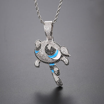 ICERIME cartoon solid pendant slightly inlaid with zircon