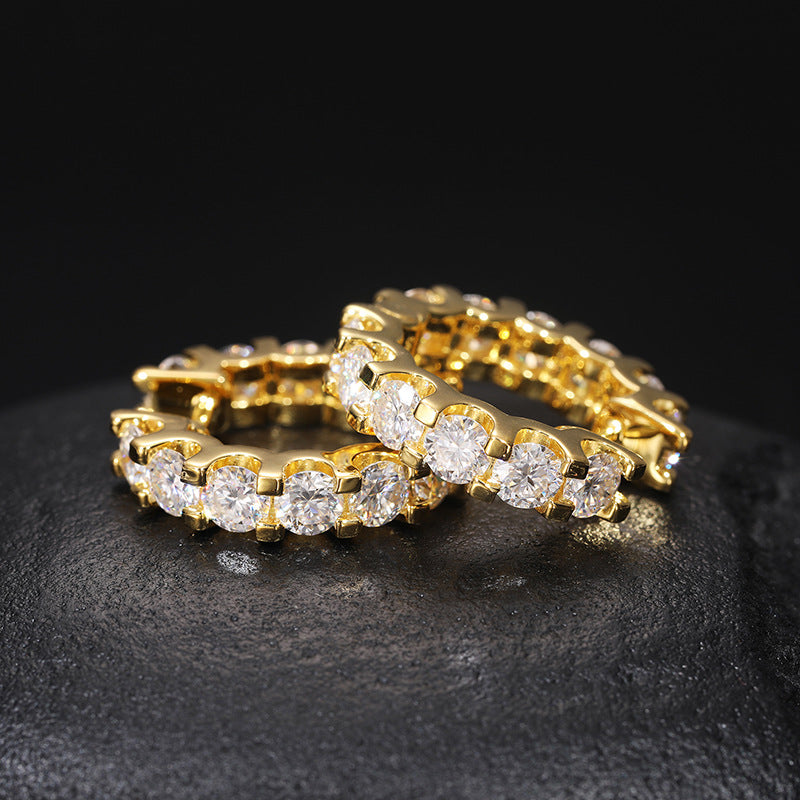 ICERIME 4MM Full Diamond S925 Silver Mozzarella Earrings