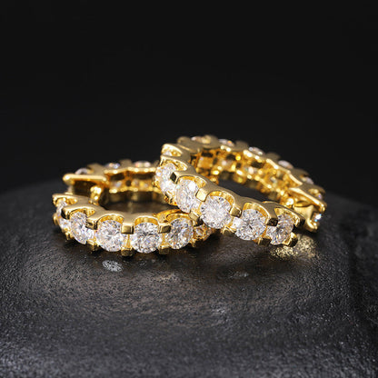 ICERIME 4MM Full Diamond S925 Silver Mozzarella Earrings