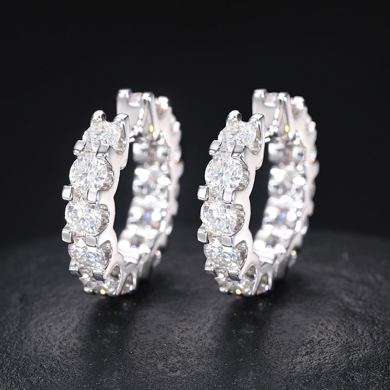 ICERIME 4MM Full Diamond S925 Silver Mozzarella Earrings