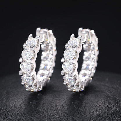ICERIME 4MM Full Diamond S925 Silver Mozzarella Earrings