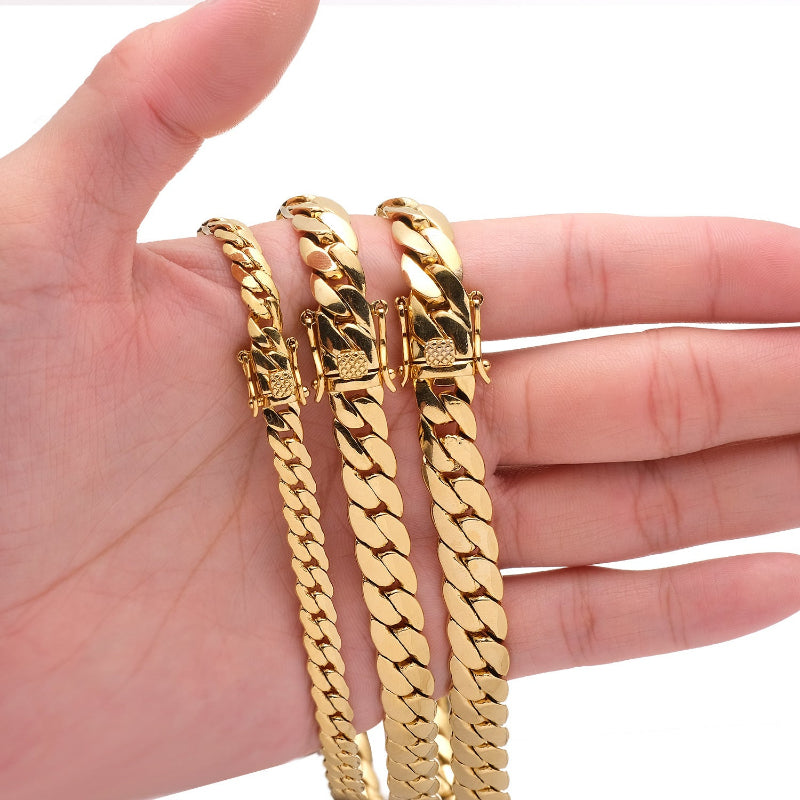 6-10mm 18K Gold Cuban Necklace