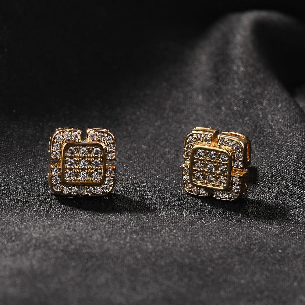 ICERIME Square cross stud earrings