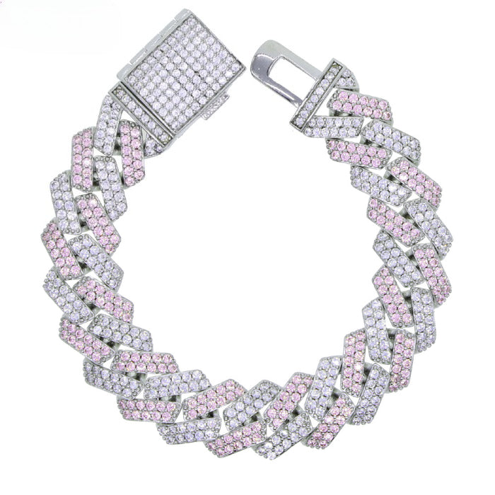 ICERIME two-color full diamond zircon Cuban bracelet