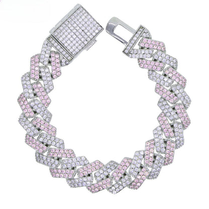ICERIME two-color full diamond zircon Cuban bracelet