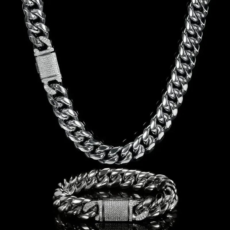 12mm Ice Rime Miami Cuban Chain