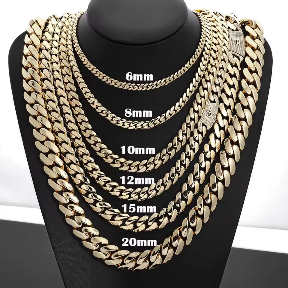 6-14mm 14K Gold Crypto Cuban Chain