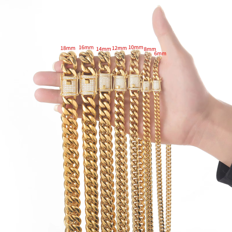 6-16mm 18K Cuban chain