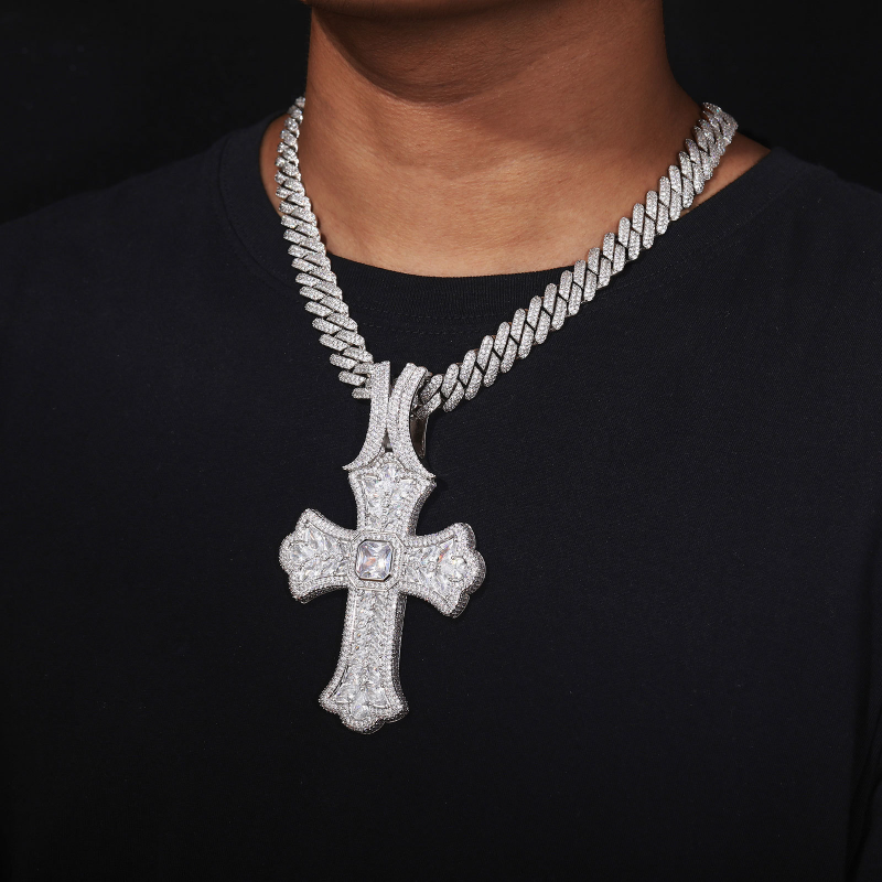 ICERIME   925 Sterling Silver Cross Pendant: Thin Religious Crucifix