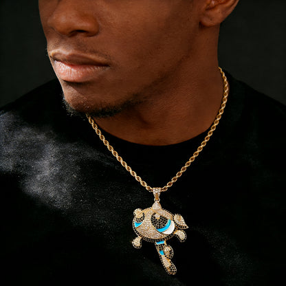 ICERIME cartoon solid pendant slightly inlaid with zircon