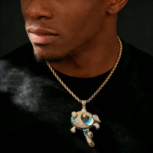 ICERIME cartoon solid pendant slightly inlaid with zircon
